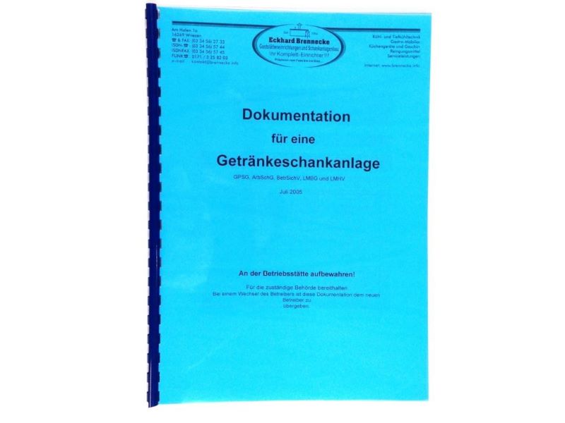 Betriebsbuch für Getränkeschankanlage