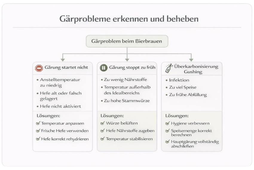 Gärprobleme beim Bierbrauen erkennen und beheben mit Diagnose und Lösungswegen