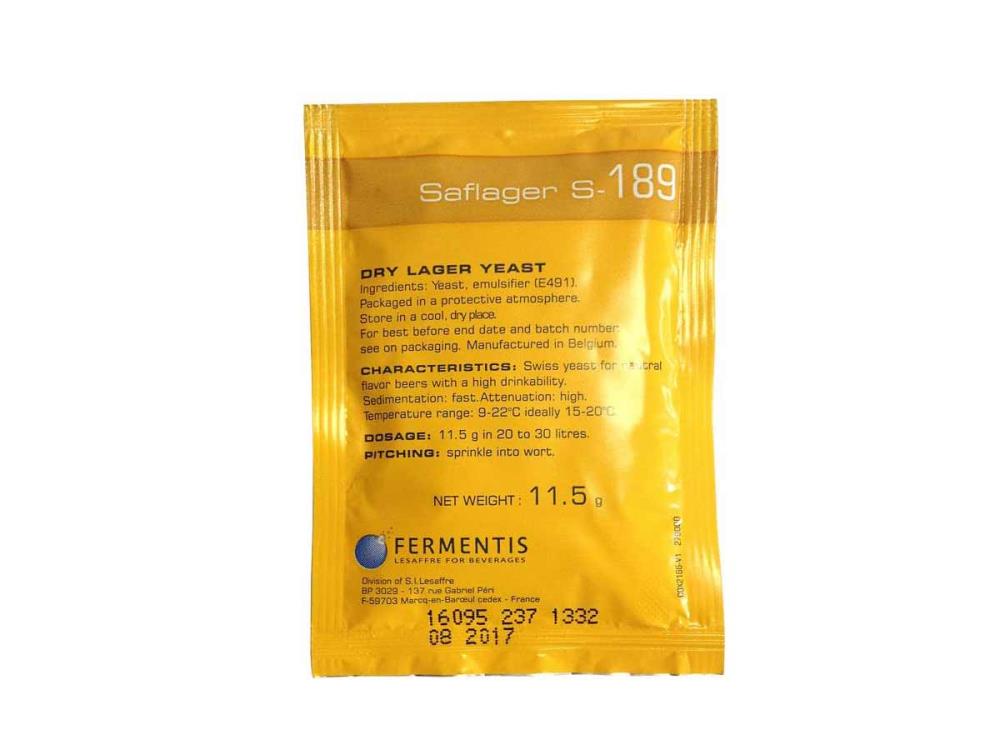 Saflager S-189 Bierhefe trocken untergärig 11,5g Saflager S-189 Bierhefe trocken untergärig 11,5g