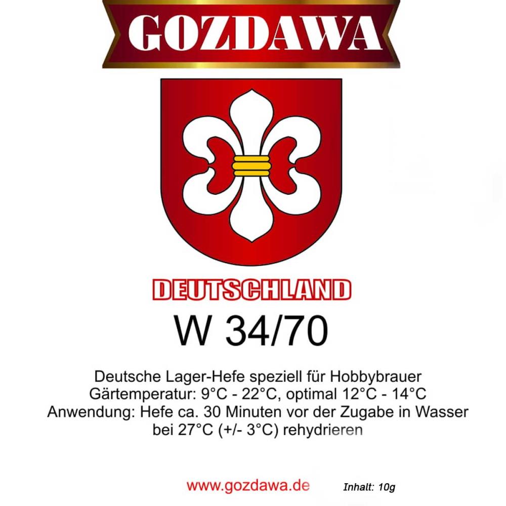 Gozdawa W34/70 Ale Bierhefe untergärig 10g Gozdawa W34/70 Ale Bierhefe untergärig 10g