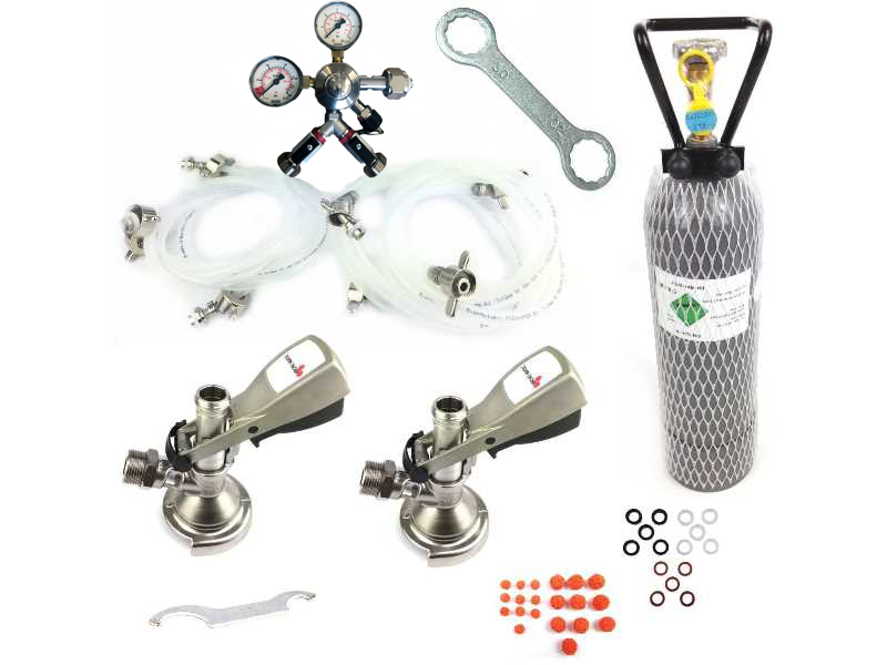 Zapfanlagen-Set Duo Mobil – 2-leitig mit 2 kg CO₂-Flasche & Flach-Zapfköpfen Zapfanlagen-Set Duo Mobil – 2-leitig mit 2 kg CO₂-Flasche & Flach-Zapfköpfen