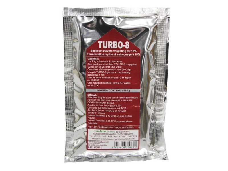 TURBO 8 yeast Turbo yeast 115g Alcoferm for 25 liters of wine Make your own liqueur