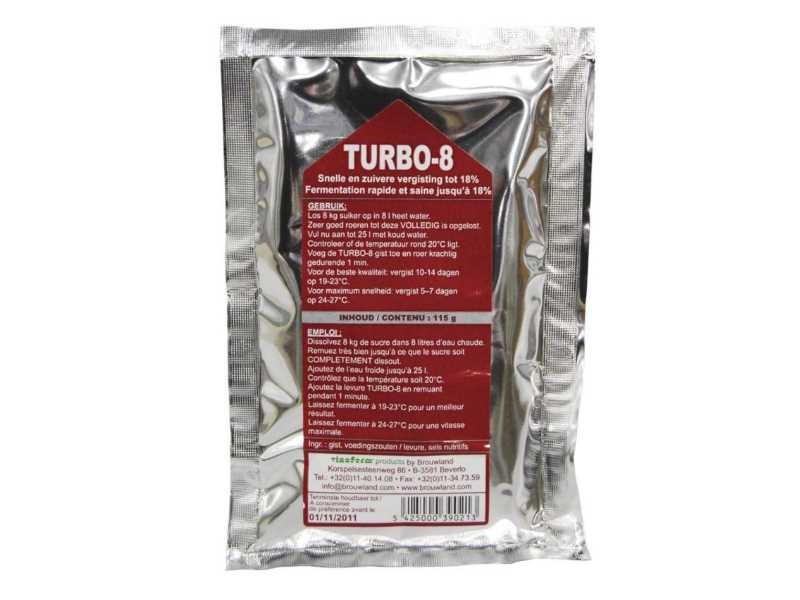 TURBO 8 Hefe Turbohefe 115g Alcoferm für 25 l Wein Likör selber machen TURBO 8 Hefe Turbohefe 115g Alcoferm für 25 l Wein Likör selber machen
