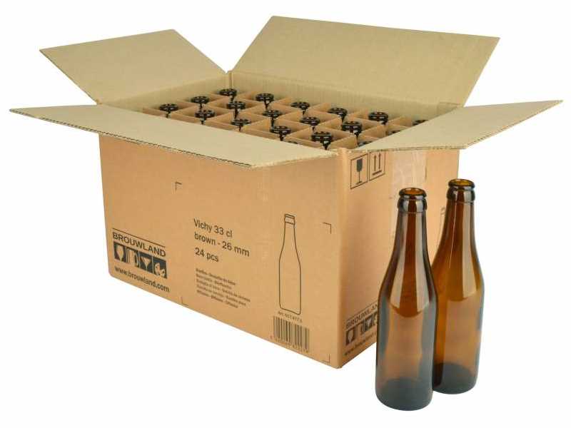 Beer bottle Vichy 33 cl, brown, 26 mm, carton 24 pieces