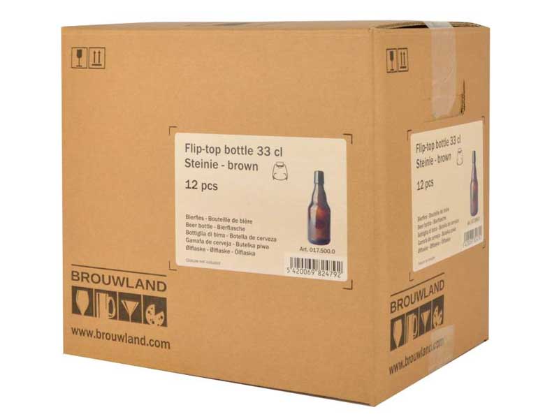 Bügelflasche 33 cl Steinie, braun, ohne Verschluss, Karton 12 Stück