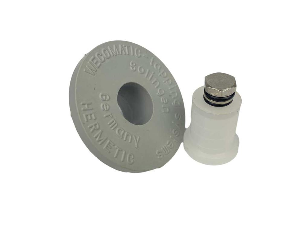 Heremtic sealing plug gray with drain valve 2.5 bar