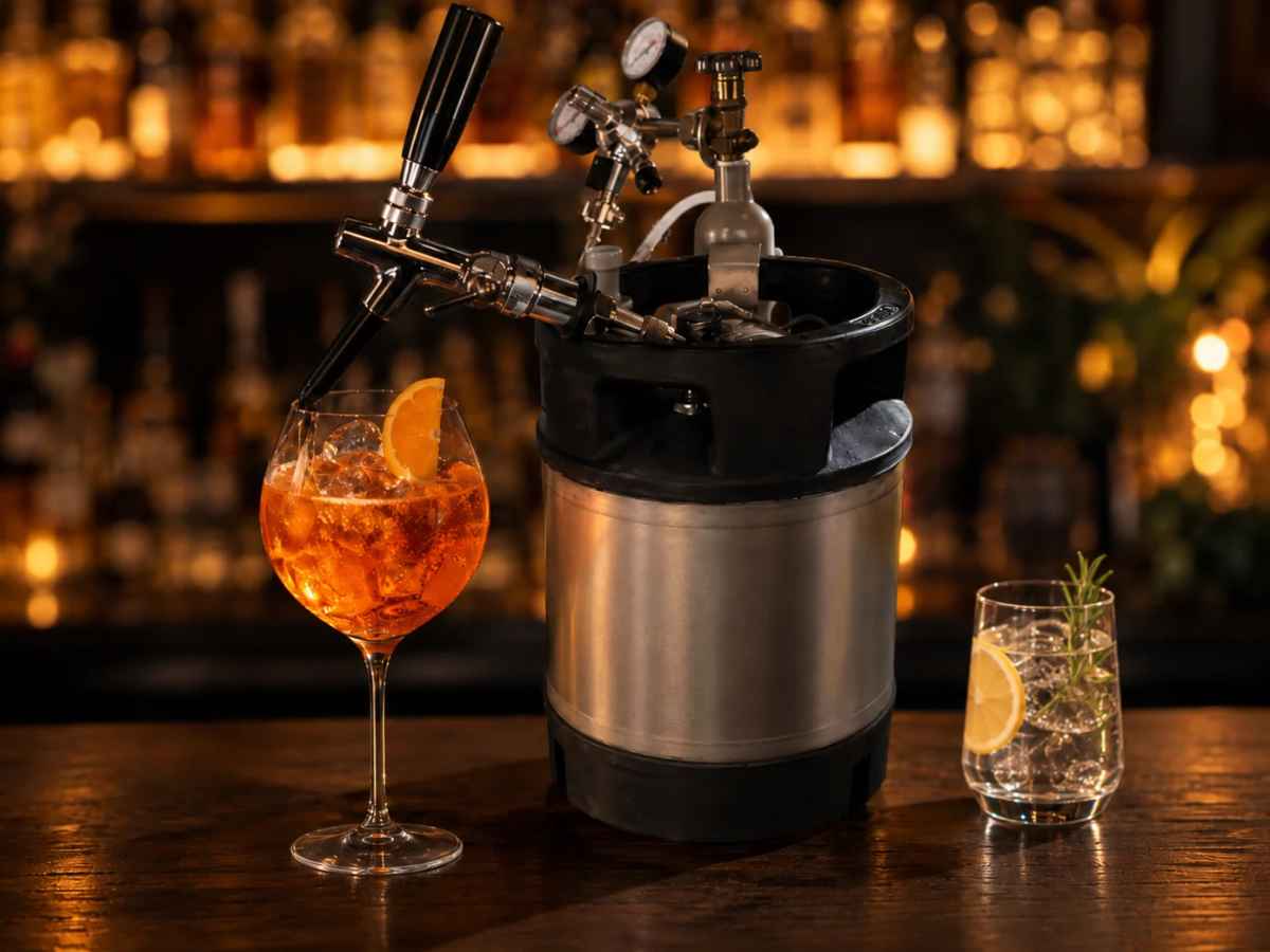 NC Keg mit Zapfhahn und Cocktails wie Aperol Spritz