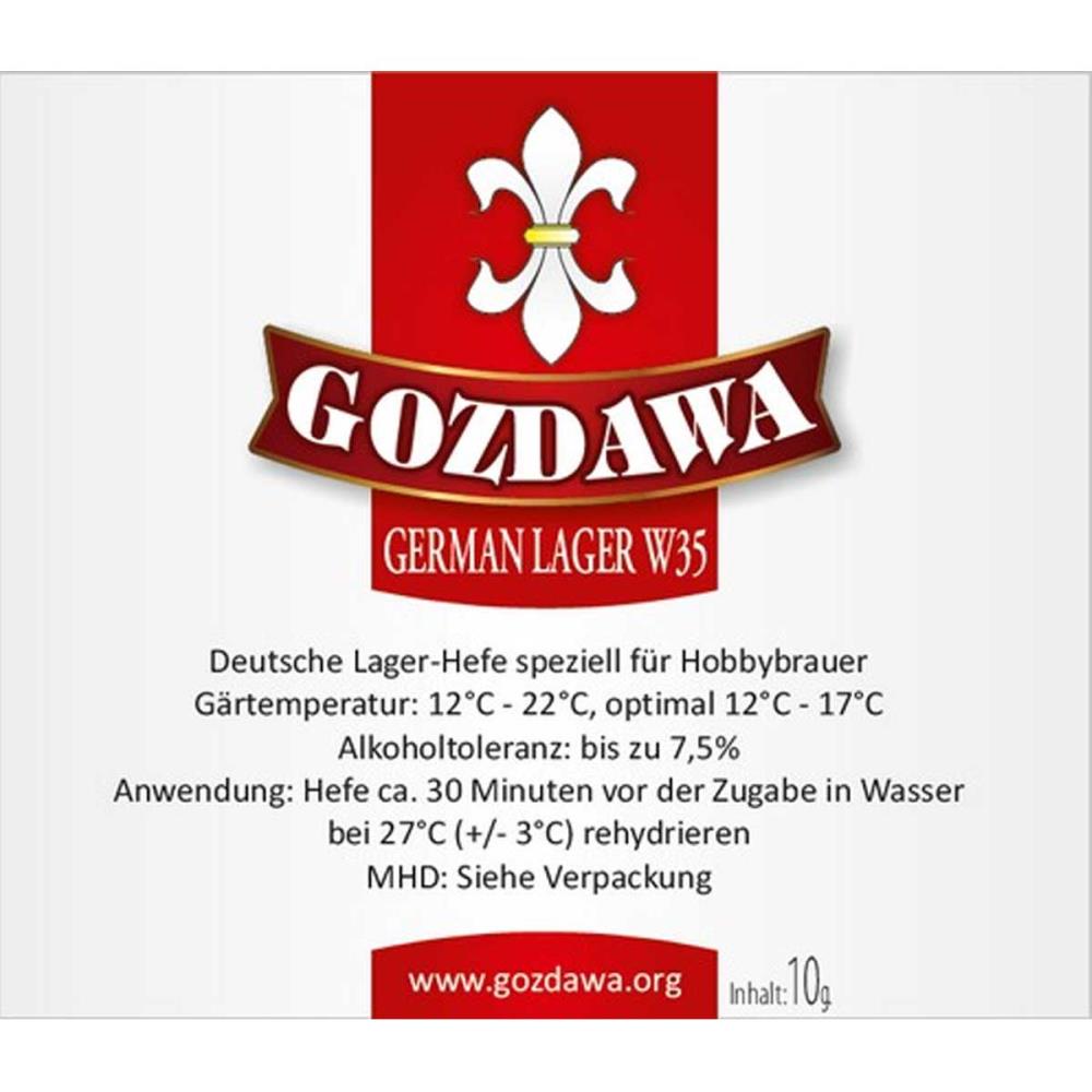 Gozdawa German Lager W35 Bierhefe untergärig 10g Gozdawa German Lager W35 Bierhefe untergärig 10g