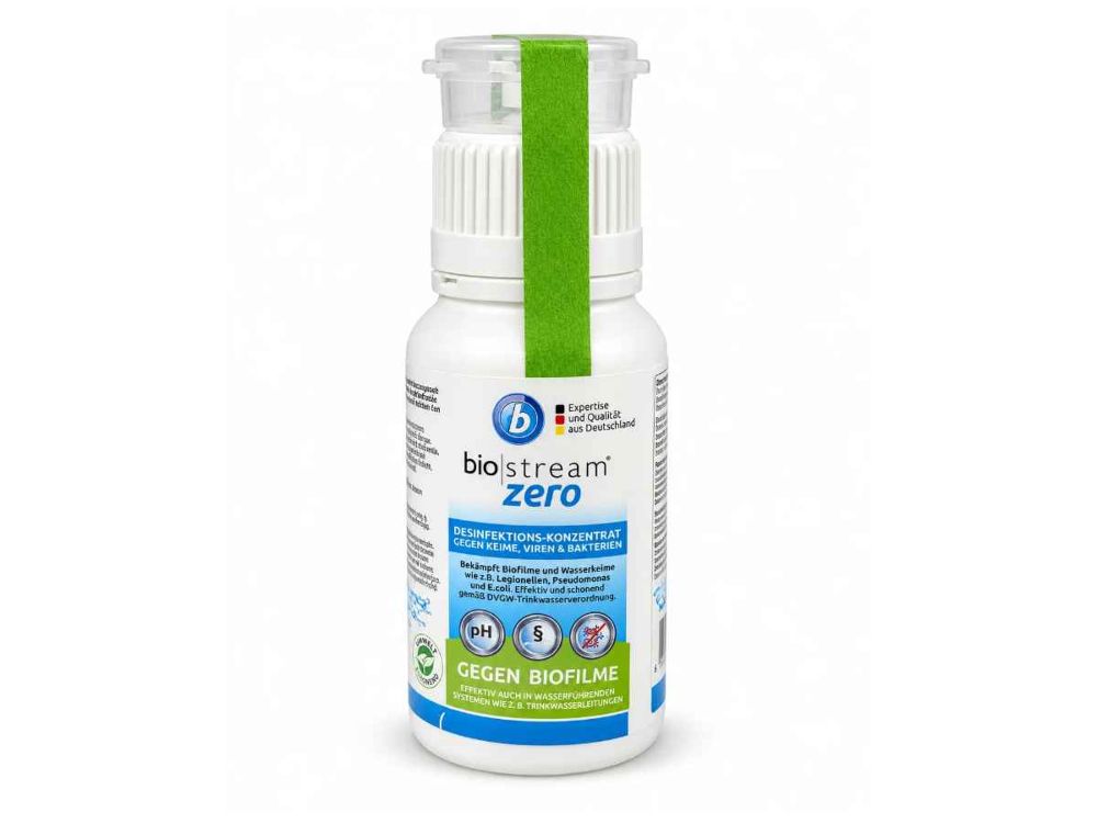 biostream® ZERO 250 ml mit Aktivator zur Desinfektion von Trinkwasserschläuchen
