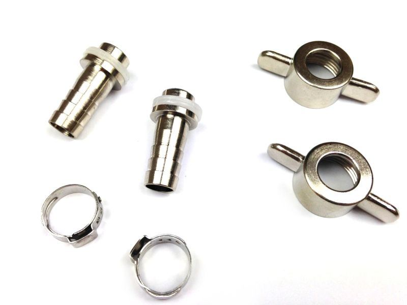 Nut spout set for Co2 or beer 7mm or 10mm nickel-plated brass