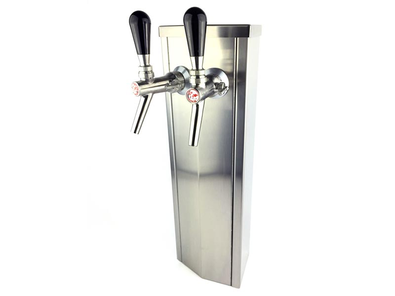 Schanksäule eckig 2 leitig aus Edelstahl mit 2x CMB V10