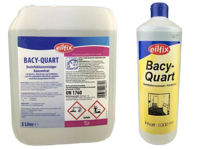 Eilfix Bacy Quart Desinfektionsreiniger in 1 oder 5 Liter Eilfix Bacy Quart Desinfektionsreiniger in 1 oder 5 Liter