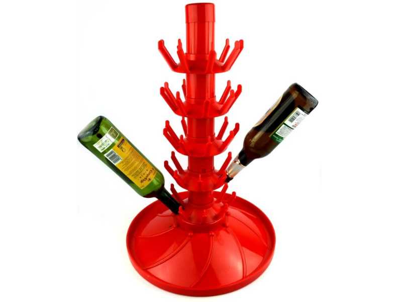 Rotating bottle drainer for 45 bottles