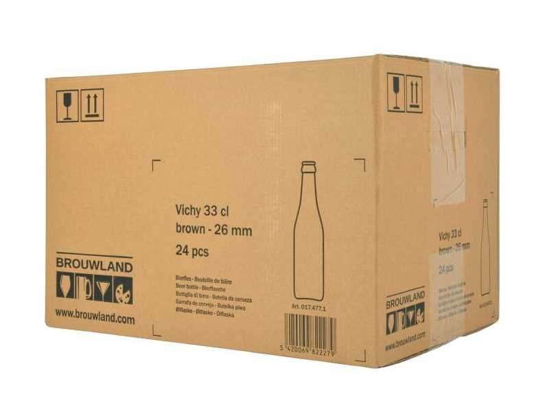 Beer bottle Vichy 33 cl, brown, 26 mm, carton 24 pieces