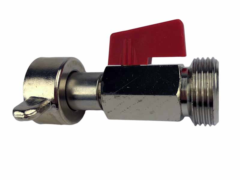 Absperrhahn mit 1x 3/4 Zoll Flügelmutter IG u. AG (X) Absperrhahn mit 1x 3/4 Zoll Flügelmutter IG u. AG (X)