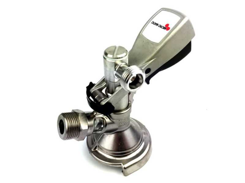 Angled flat keg dispensing head for counter tapping Micro Matic