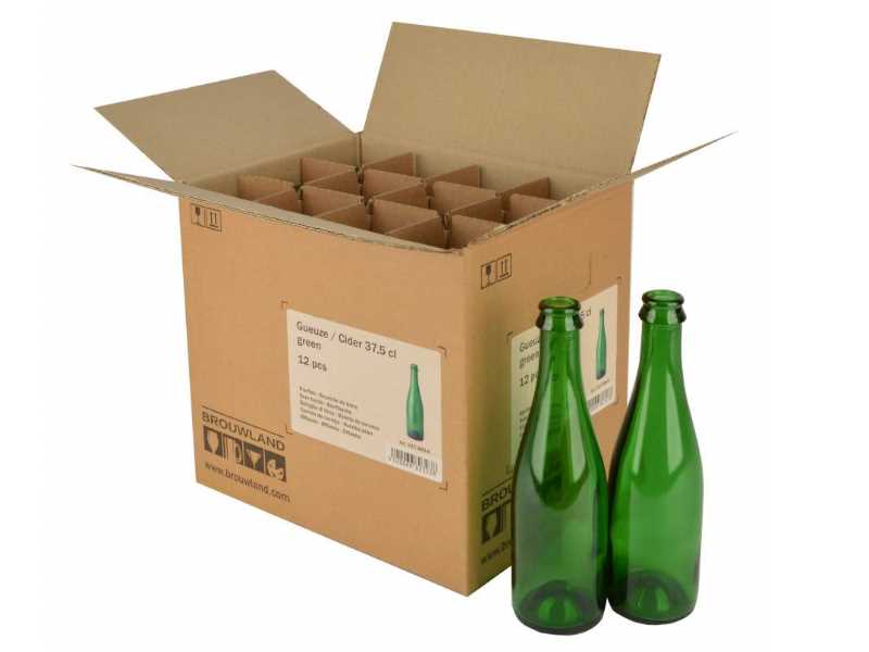 Sparkling wine bottle Geuze bottle 37.5 cl , green 29 mm KK, carton 12 pieces