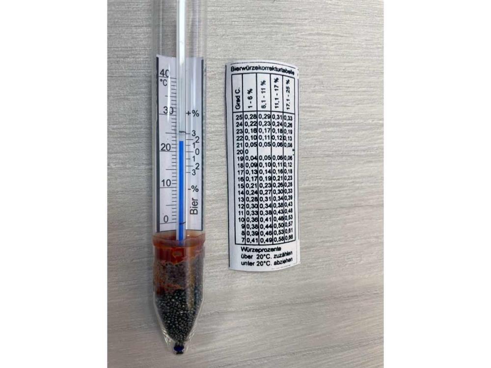 Bierspindel Würzespindel 0-20 Gew.% mit Thermometer