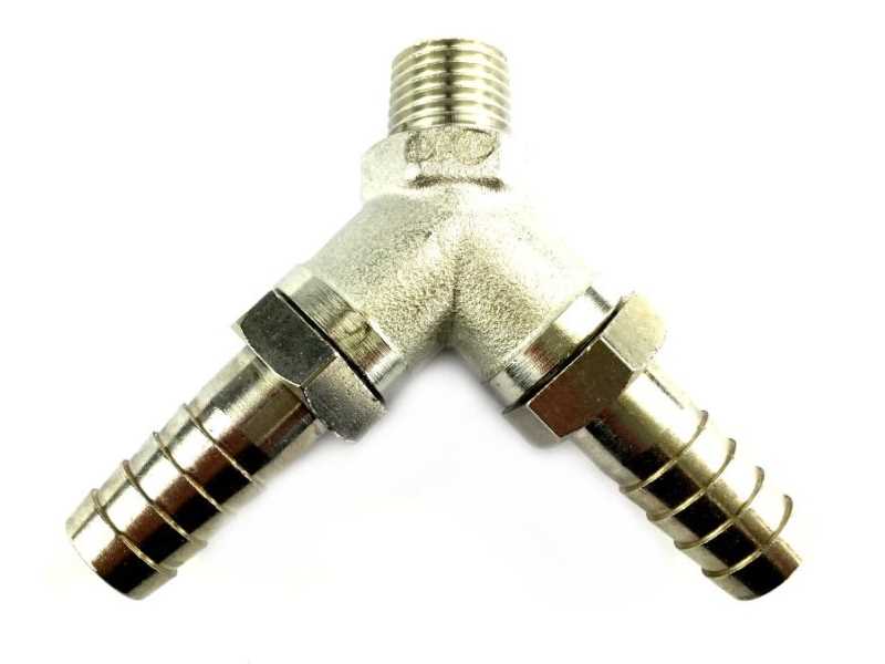 Y-Stück Metall mit 1x 1/4" AG & 2x Tüllen 10mm (X)