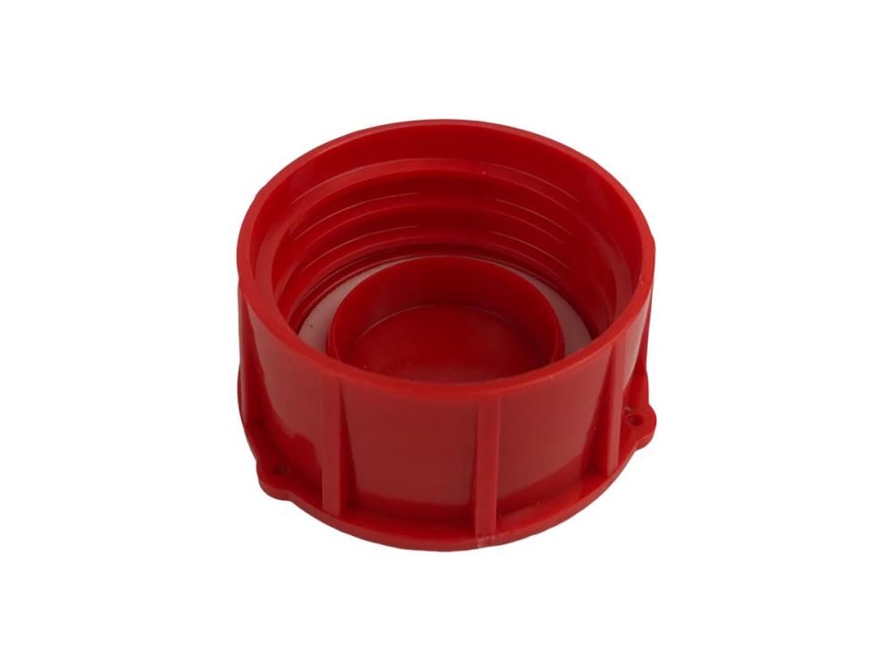 Red cap without hole for fermentation barrel with green lid