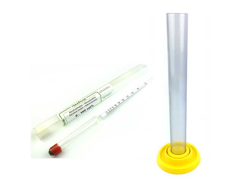 Alkoholmeter 0-100% Vol + Standzylinder Alkoholmeter 0-100% Vol + Standzylinder