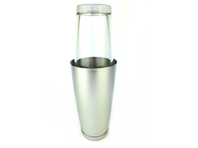 Boston shaker made of stainless steel with glass