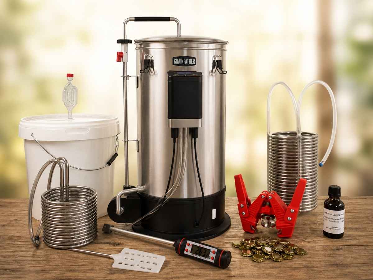 Brauzubehör für Bier brauen mit Werkzeugen und Zubehör für Hobbybrauer