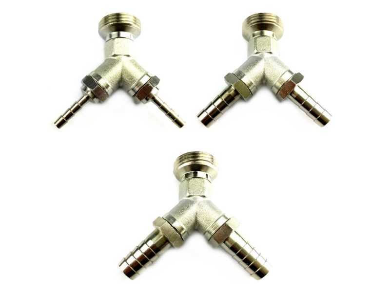 Y-Stück Metall mit 1x 1/2" AG & 2x Tüllen 4, 7 oder 10mm Y-Stück Metall mit 1x 1/2" AG & 2x Tüllen 4, 7 oder 10mm