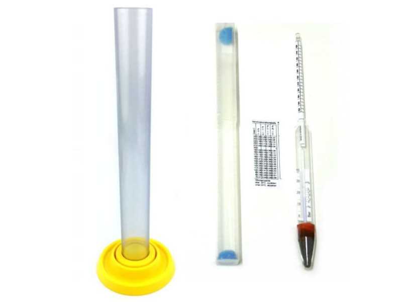 Beer spindle with thermometer Standing cylinder 200 ml plastic