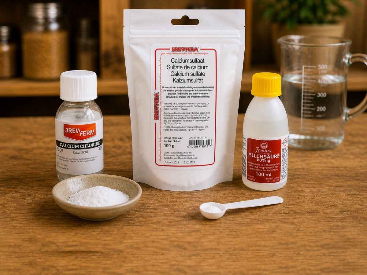 Brausalze für Wasseraufbereitung beim Bier brauen mit Calciumchlorid und Milchsäure für Hobbybrauer