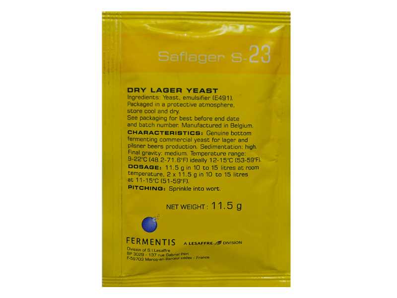 Saflager S-23 Bierhefe trocken untergärig 11,5 Saflager S-23 Bierhefe trocken untergärig 11,5