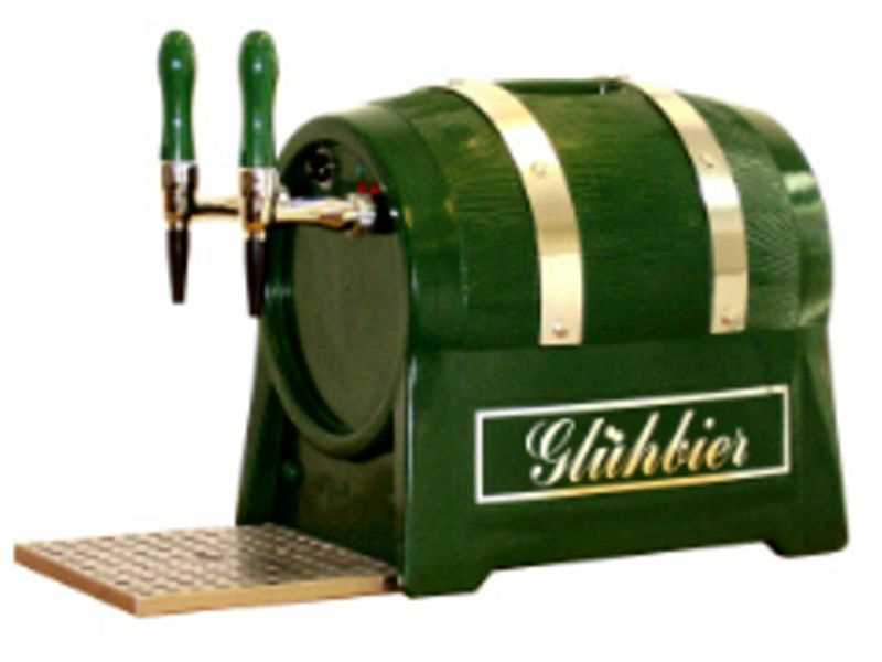 Mulled beer dispenser, 3 KW, 35 l/h, 2 taps, with air compressor, barrel shape by Schankanlagen Koch