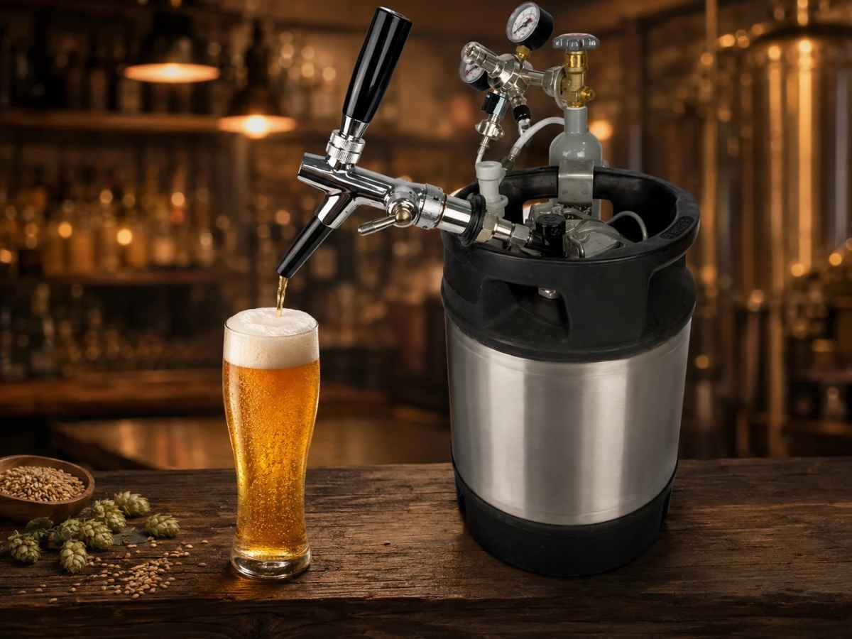 NC Keg mit Zapfhahn und frisch gezapftem Bier