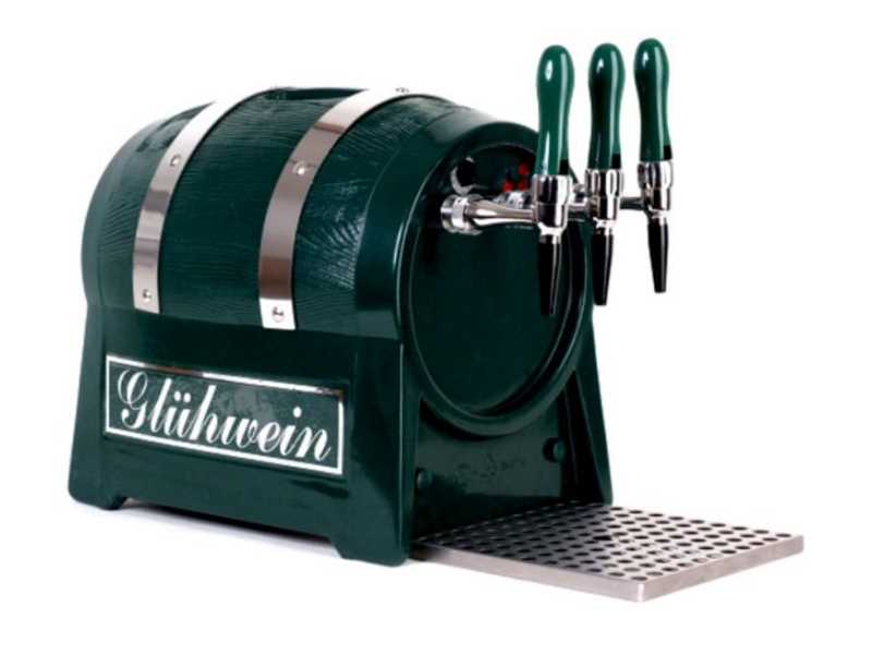 Mulled wine dispenser, 9KW, 100 l/h, 3 taps, with air compressor, barrel shape by Schankanlagen Koch