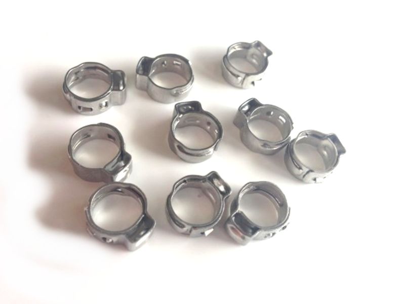 10 pieces 1 ear clamps with stainless steel insert ring 7.3 - 9.0mm