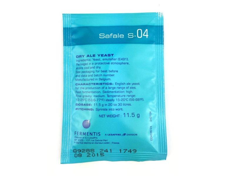 Safale S-04 Bierhefe trocken obergärig 11,5g Safale S-04 Bierhefe trocken obergärig 11,5g