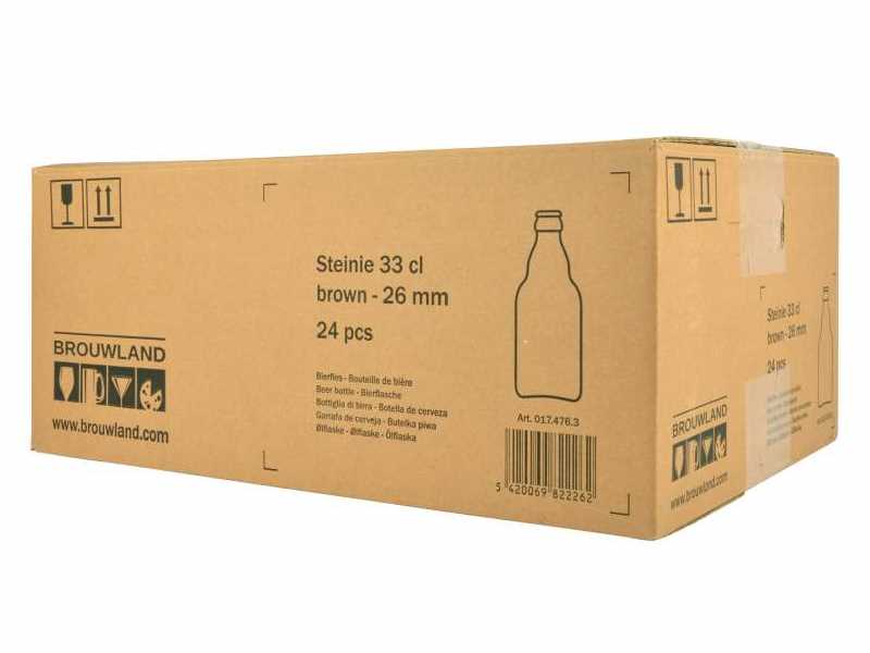 Steinie beer bottle 33 cl, brown, 26 mm, carton 24 pieces