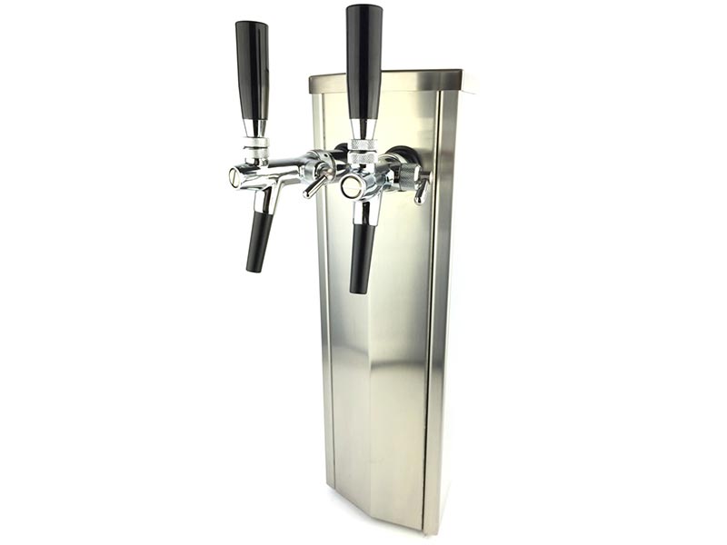 Schanksäule eckig 2 leitig aus Edelstahl mit 2x TOF Zapfhahn