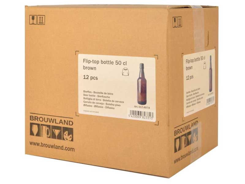 Bügelflasche 50 cl braun, ohne Verschluss, Karton 12 Stück Bügelflasche 50 cl braun, ohne Verschluss, Karton 12 Stück