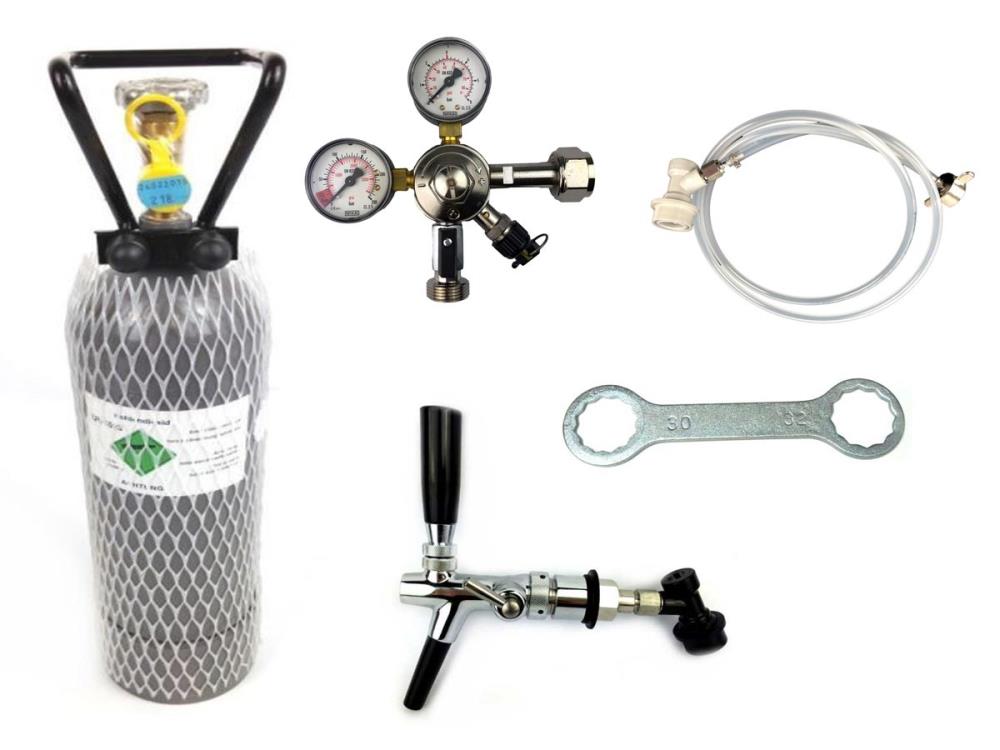 Dispensing set for NC kegs without keg