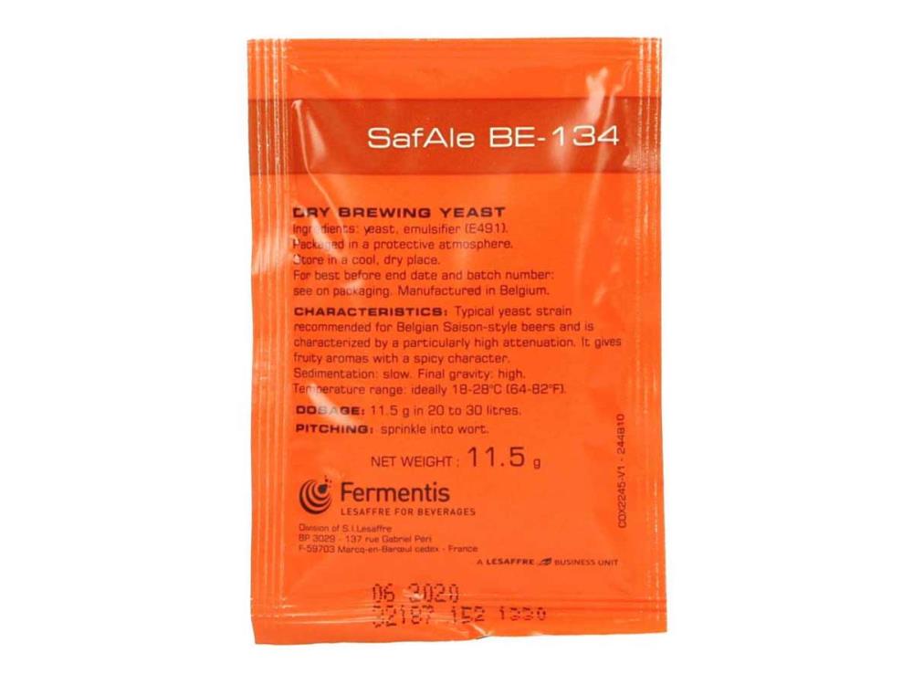 Safale BE-134 Brewer's yeast dry top-fermented 11.5g best before 09/23