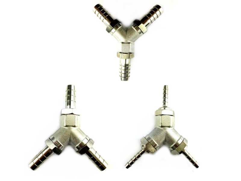 Y-Stück Metall mit 3x Tüllen 4, 7 oder 10mm Y-Stück Metall mit 3x Tüllen 4, 7 oder 10mm
