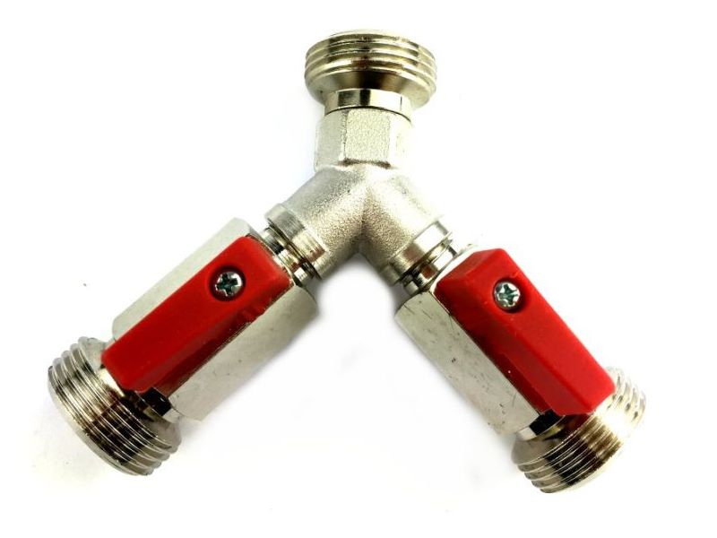 Stopcock 2-pipe 1x 3/4" AG 2x 3/4" AG for Co2 N2 pressure reducer (X)