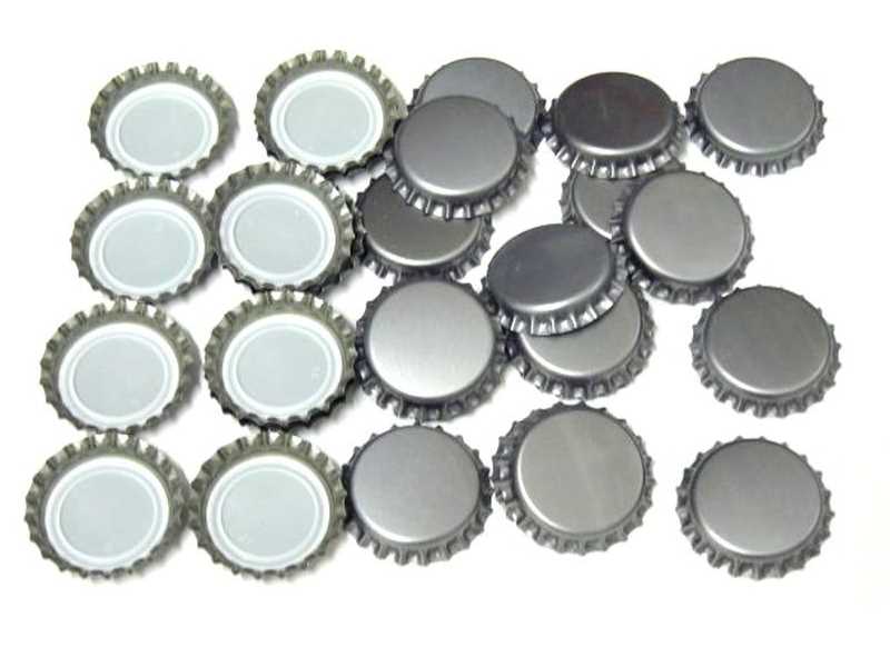 100 crown caps silver 26mm