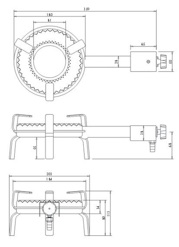 Flames gas burner T-180 4.1kw for outdoor use