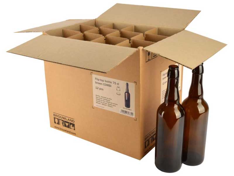 Swingtop bottle 75 cl, brown, without cap, COMBI, carton 12 pieces