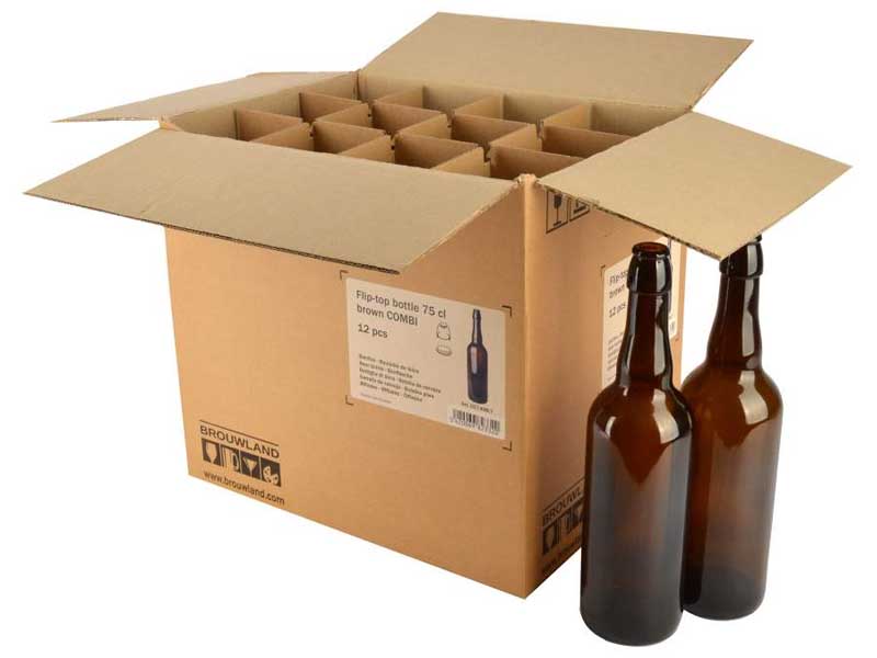 Bügelflasche 75 cl, braun, ohne Verschluss, COMBI, Karton 12 Stück Bügelflasche 75 cl, braun, ohne Verschluss, COMBI, Karton 12 Stück