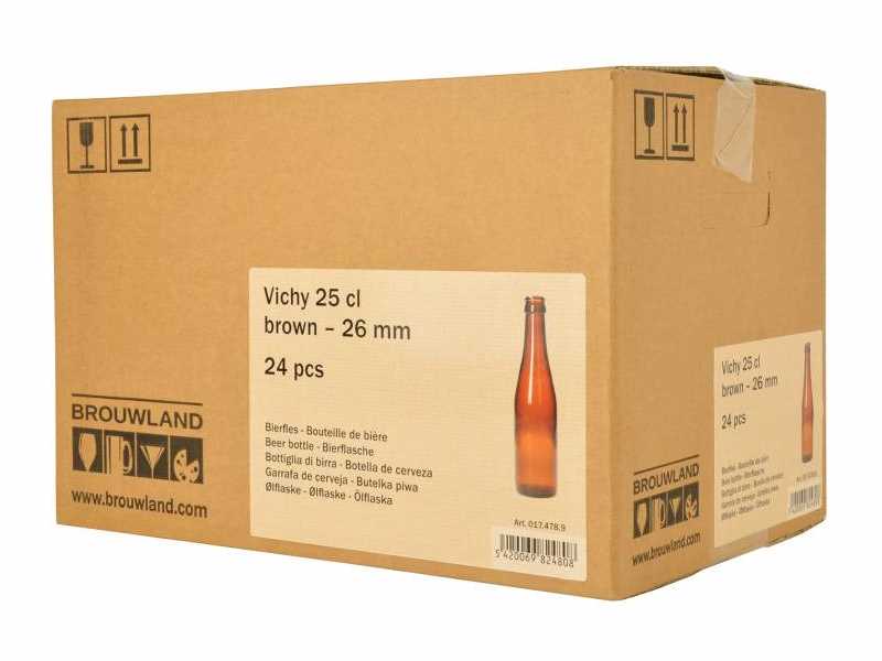 Beer bottle Vichy 25 cl, brown, 26 mm, carton 24 pieces