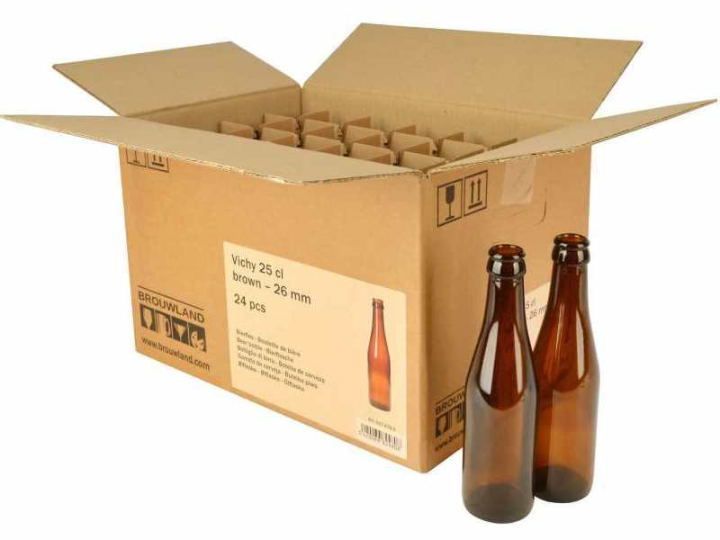 Beer bottle Vichy 25 cl, brown, 26 mm, carton 24 pieces