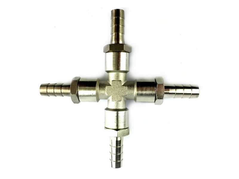 Kreuz-Stück Metall mit 4x Tüllen 7mm (X) Kreuz-Stück Metall mit 4x Tüllen 7mm (X)